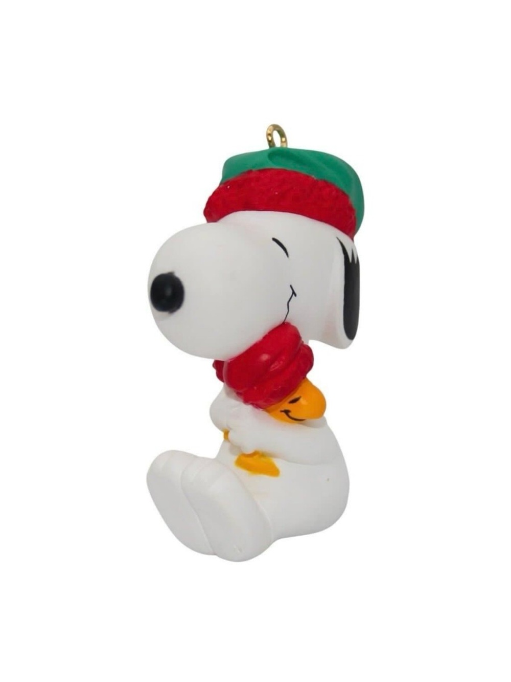 1990 Hallmark Snoopy & Woodstock Holiday Ornament - White/Red/Green/Yellow
